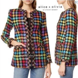 Alice + Olivia Andreas Rainbow Houndstooth Blazer Size XS (NWOT)